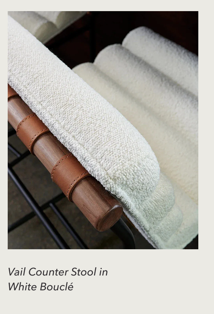 Vail Counter Stool in White Bouclé