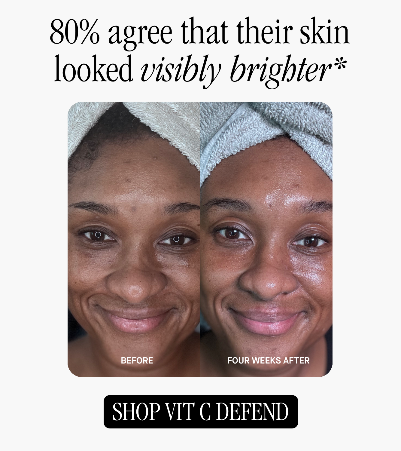 80% agree that their skin looked visibly brighter*