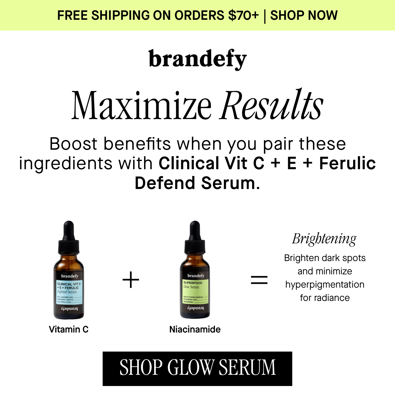 Maximize Results, Boost benefits when you pair these ingredients with Clinical Vit C + E + Ferulic Defend Serum. Maximize Results, Boost benefits when you pair these ingredients with Clinical Vit C + E + Ferulic Defend Serum.