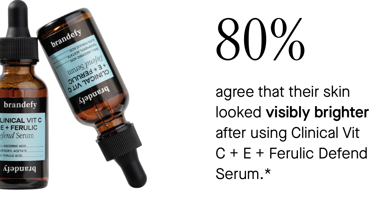 80% agree that their skin looked visibly brighter after using Clinical Vit C + E + Ferulic Defend Serum.* 