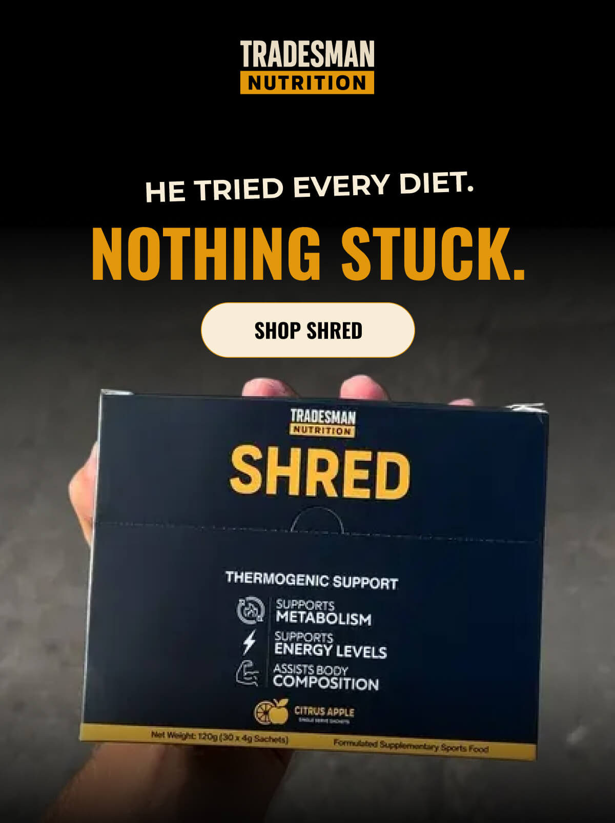 HE TRIED EVERY DIET. NOTHING STUCK. | SHOP SHRED