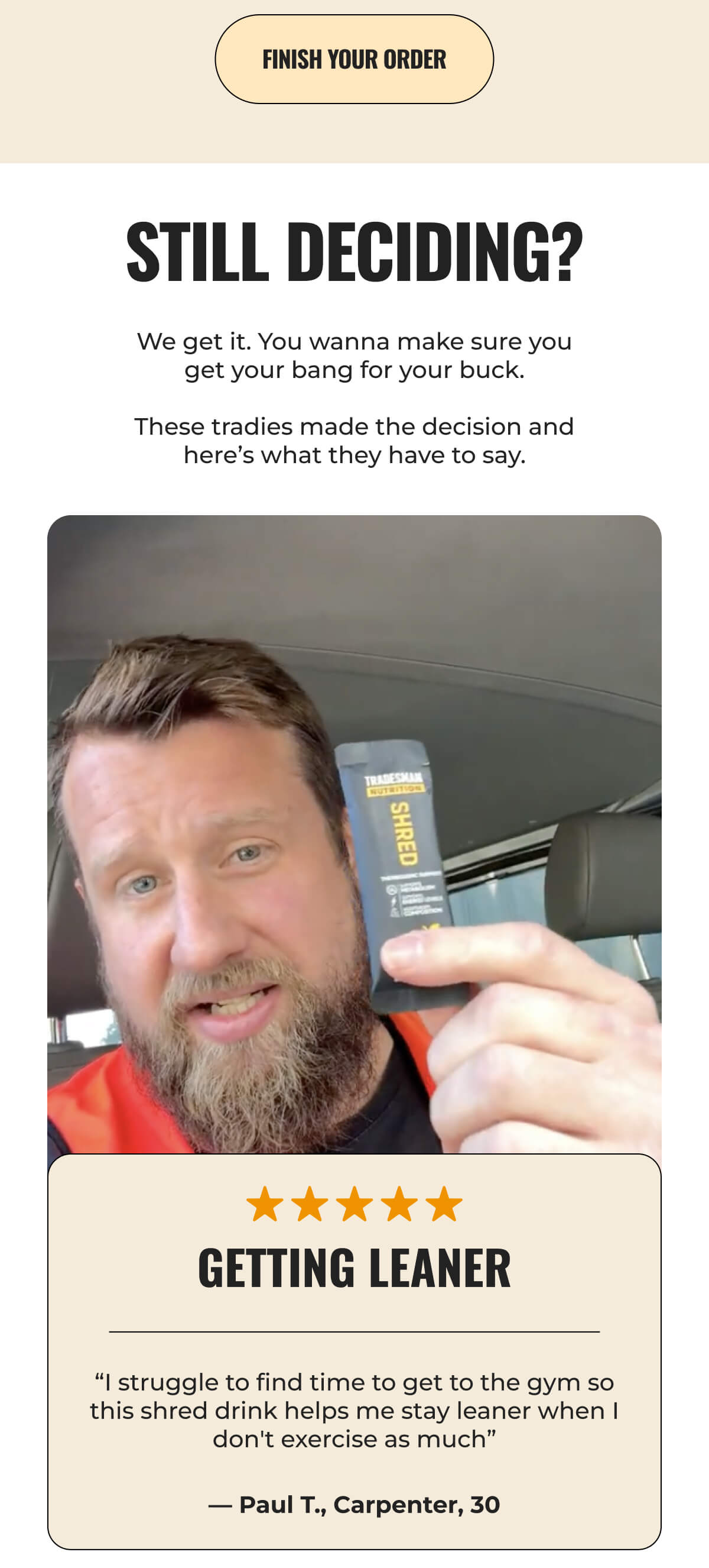 FINISH YOUR ORDER