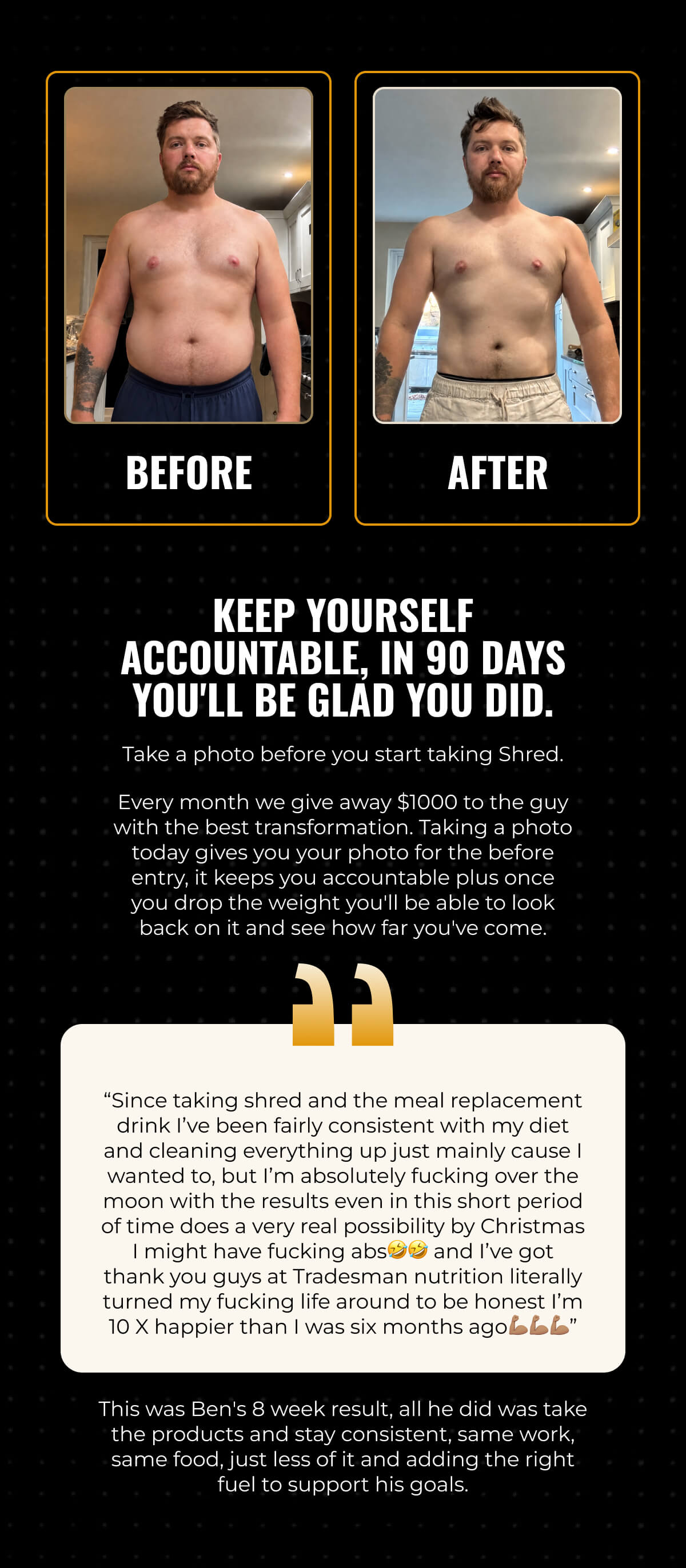 KEEP YOURSELF ACCOUNTABLE, IN 90 DAYS YOU'LL BE GLAD YOU DID.