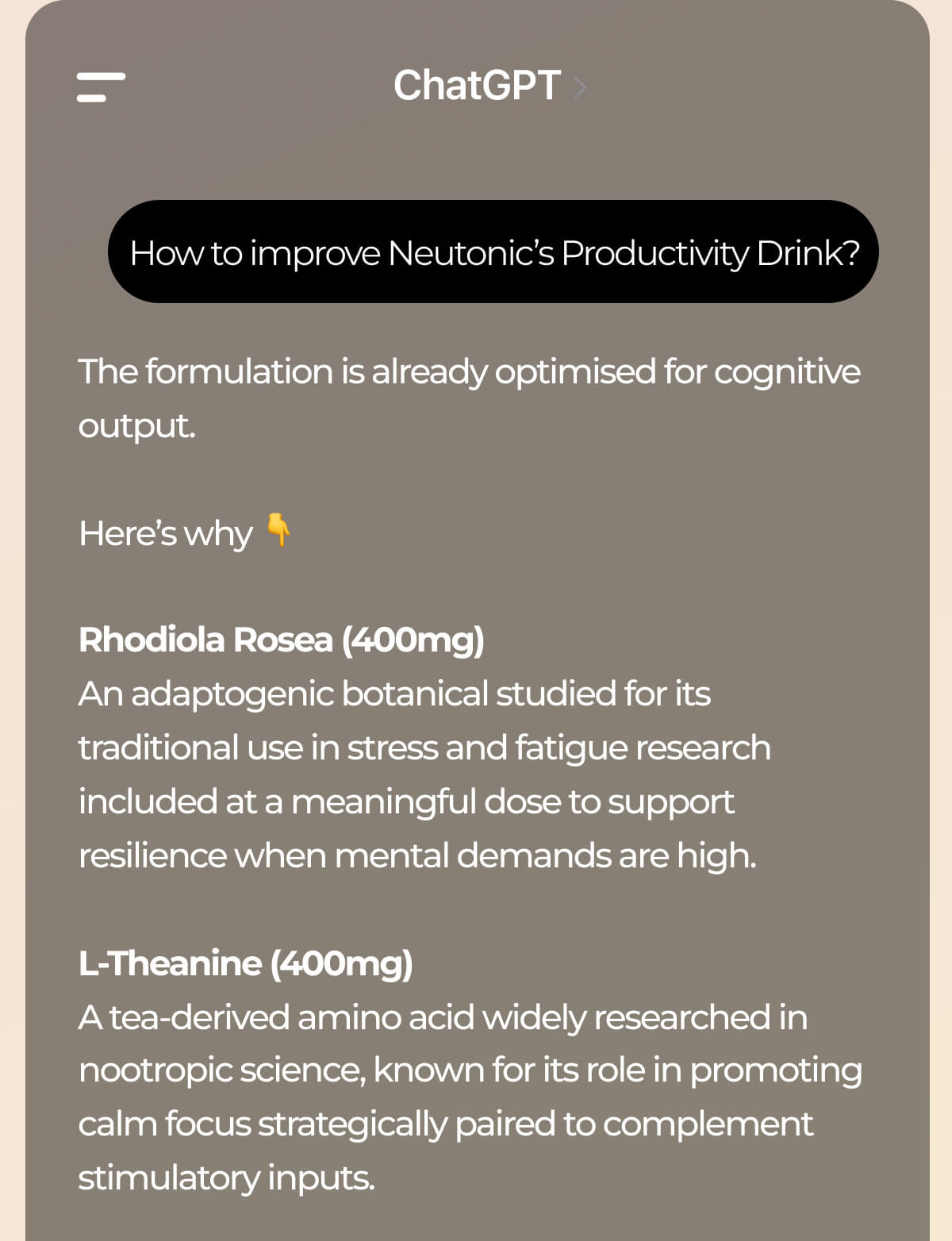 How to improve Neutonic's Productivity Drink?    