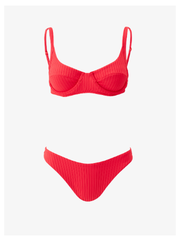 Noto Red Ribbed Bikini Top