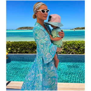 Paris Hilton wearing a Melissa Odabash Kaftan