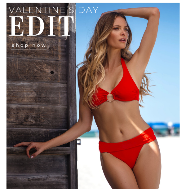 Valentine's Day Edit - model wears Brussels Red Bikini