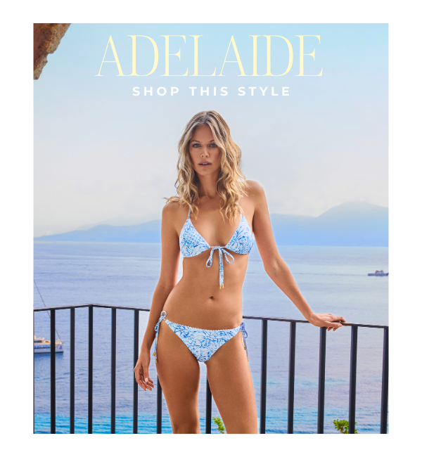 Model wears the Adelaide bikini in Pineapple Print