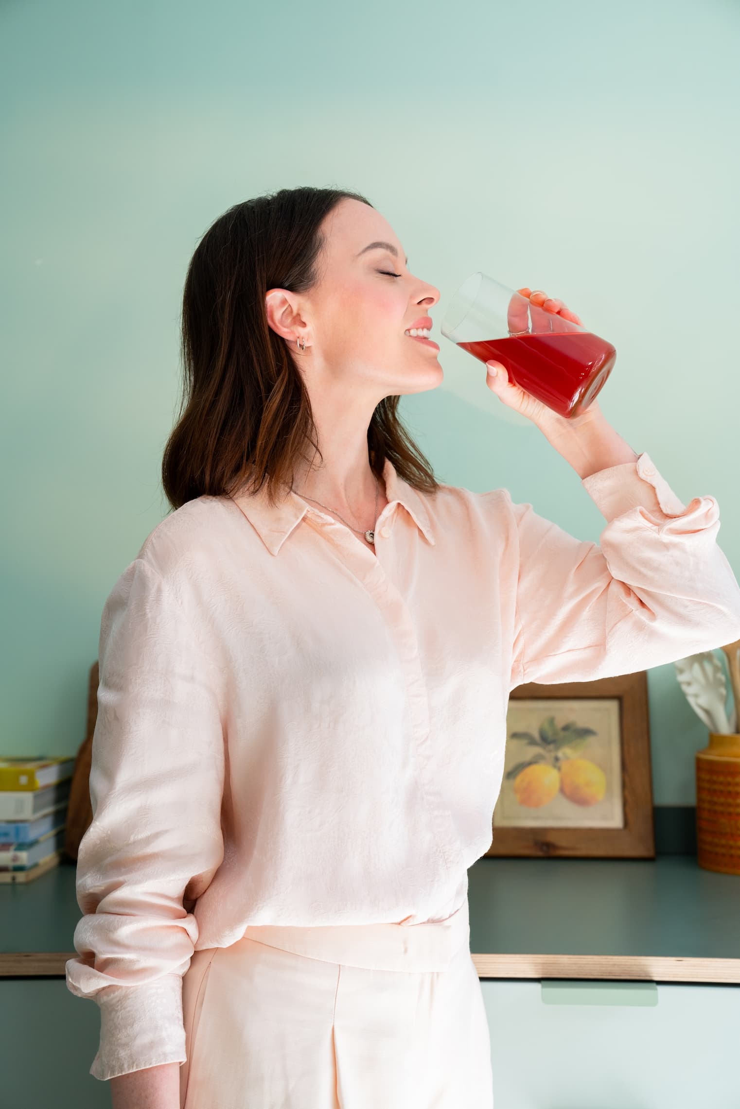 Woman enjoying a glass of KMAG
