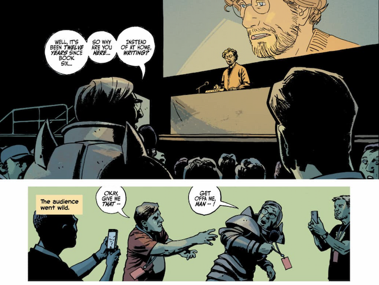 Comic panel with hard questions