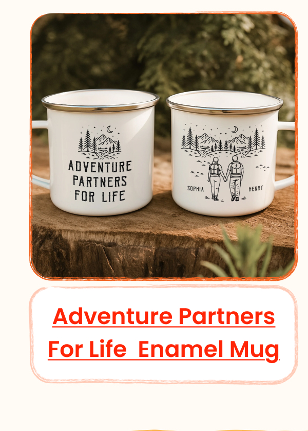 Adventure Partners For Life Couple Gift Enamel Mug