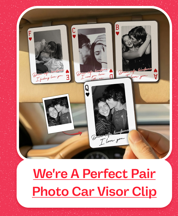 King & Queen Custom Couples Photo Drive Safe I Love You We're A Perfect Pair Wooden Photo Car Visor Clip