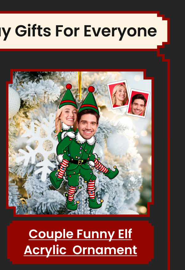 Couple Funny Elf Acrylic Photo Ornament