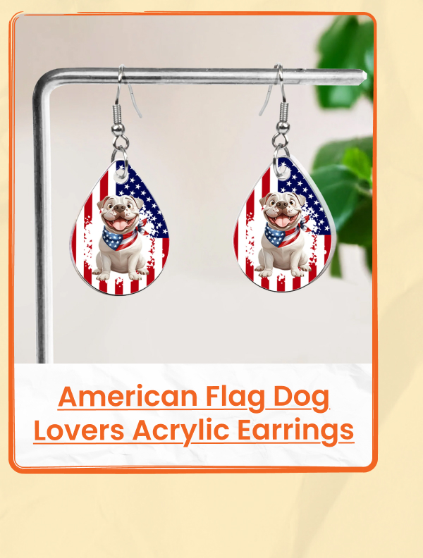 American Flag Dog Lovers Acrylic Earrings
