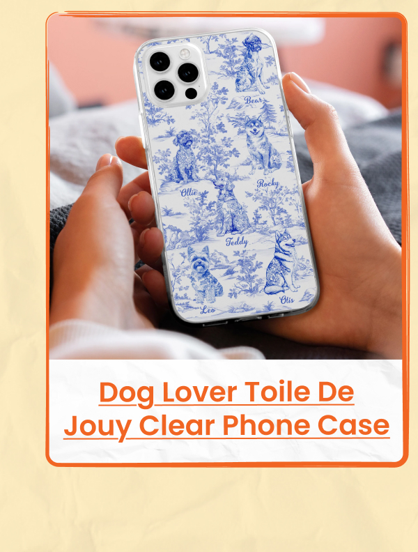 Dog Lover Toile De Jouy Clear Phone Case