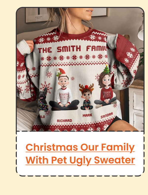 Christmas Our Family With Pet Ugly Sweater