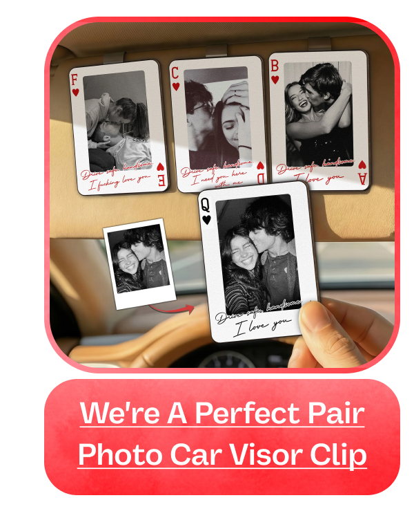 We're A Perfect Pair Wooden Photo Car Visor Clip