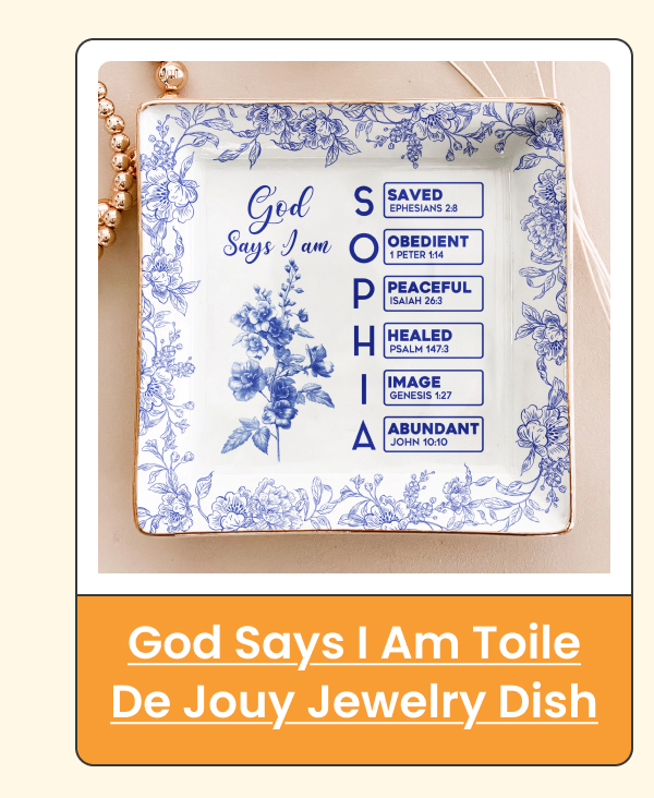 God Says I Am Toile De Jouy Jewelry Dish