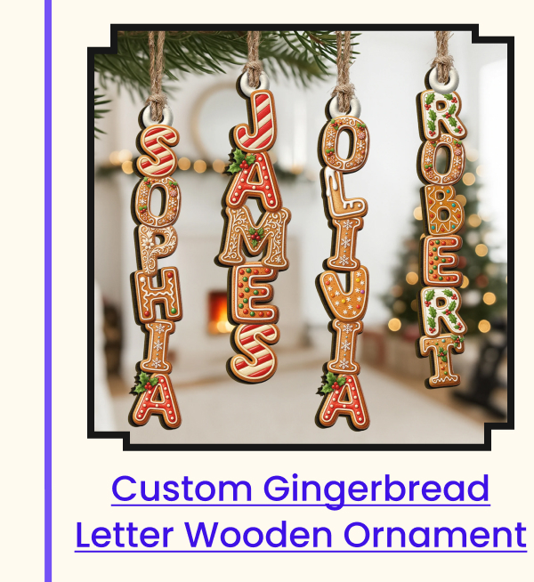 Custom Gingerbread Letter Family Wooden Ornament