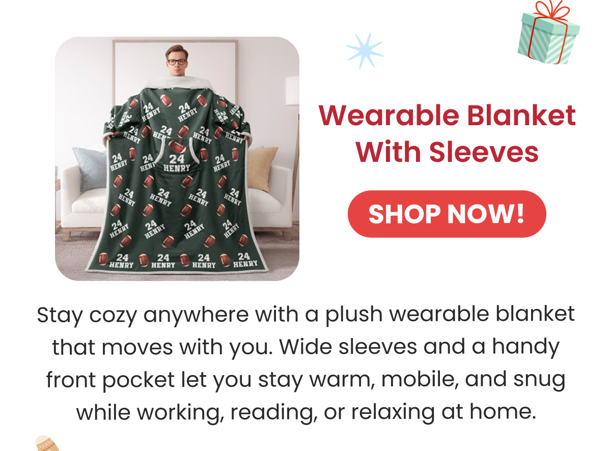 Wearable Blanket With Sleeves