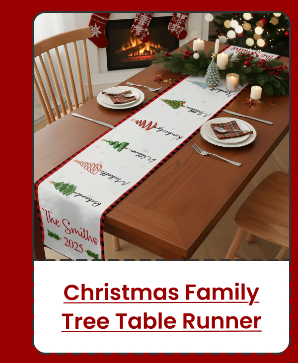 Christmas Family Tree Table Runner