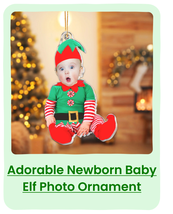 Adorable Newborn Baby Elf Photo Ornament