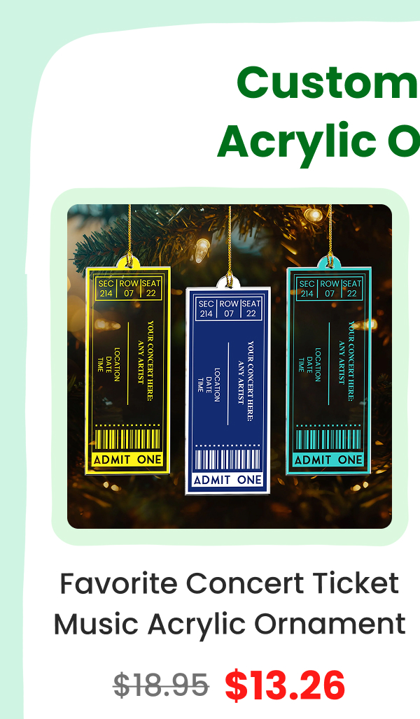 Favorite Concert Ticket Music Lovers Gifts, For Daughters, Friends Acrylic Ornament