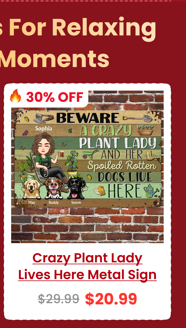 Crazy Plant Lady Lives Here Metal Sign