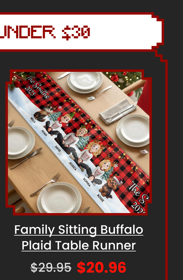 Family Sitting Buffalo Plaid Table Runner