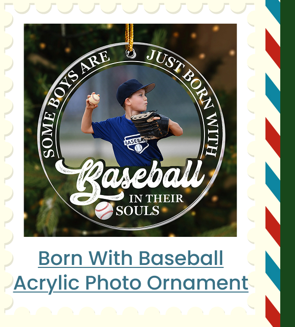 Born With Baseball Acrylic Photo Ornament