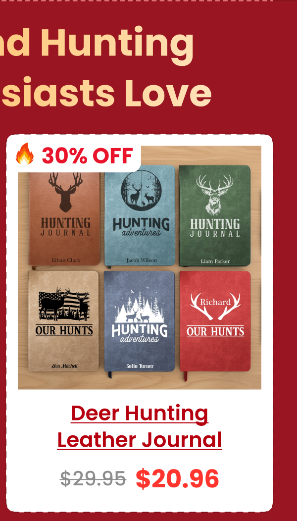 Deer Hunting Journal For Hunters, Hunting Gifts For Men, Husband, Dad, Grandpa Leather Journal