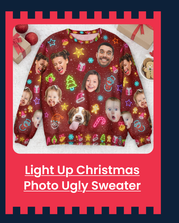 Funny Light Up Christmas Photo Ugly Sweater
