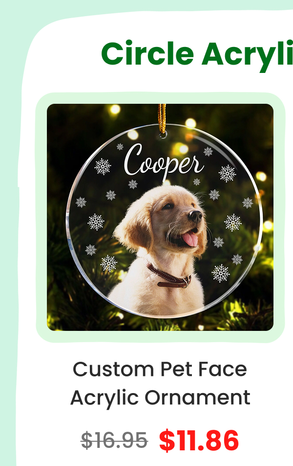 Custom Pet Face Snowflake Acrylic Photo Ornament