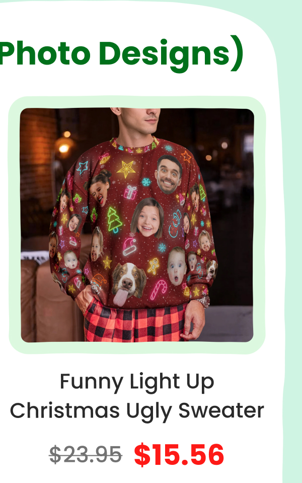 Funny Light Up Christmas Photo Ugly Sweater