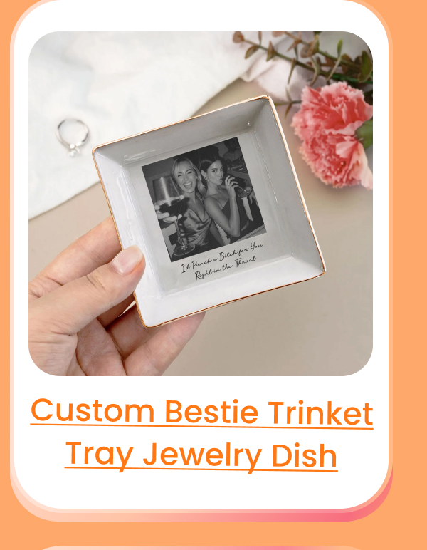 Custom Bestie Photo Trinket Tray Jewelry Dish
