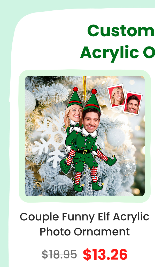 Couple Funny Elf Acrylic Photo Ornament