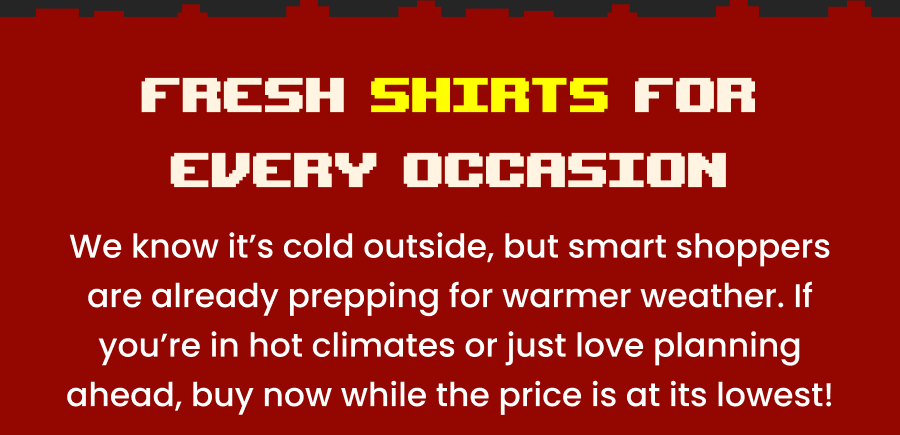 Shop 33% off all shirts & tops