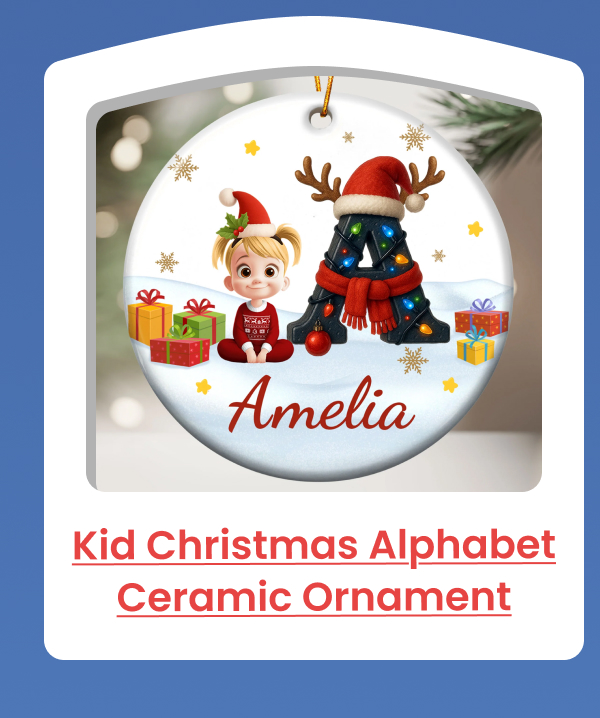 Kid Christmas Alphabet Ceramic Ornament