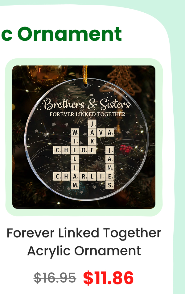 Brothers & Sisters Forever Linked Together Scrabble 2025 Christmas Ornament Acrylic Ornament