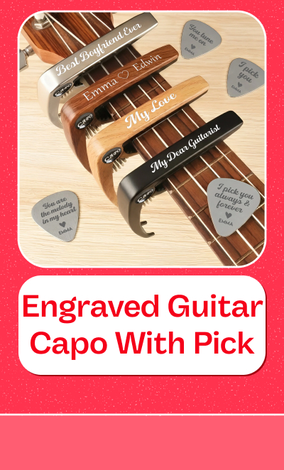 Engraved Guitar Capo With Pick