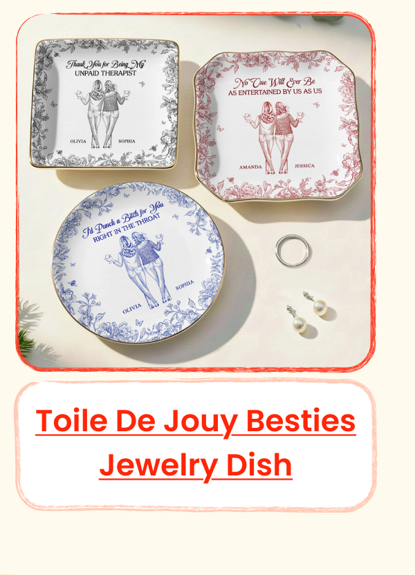 Toile De Jouy Group Of Besties Jewelry Dish