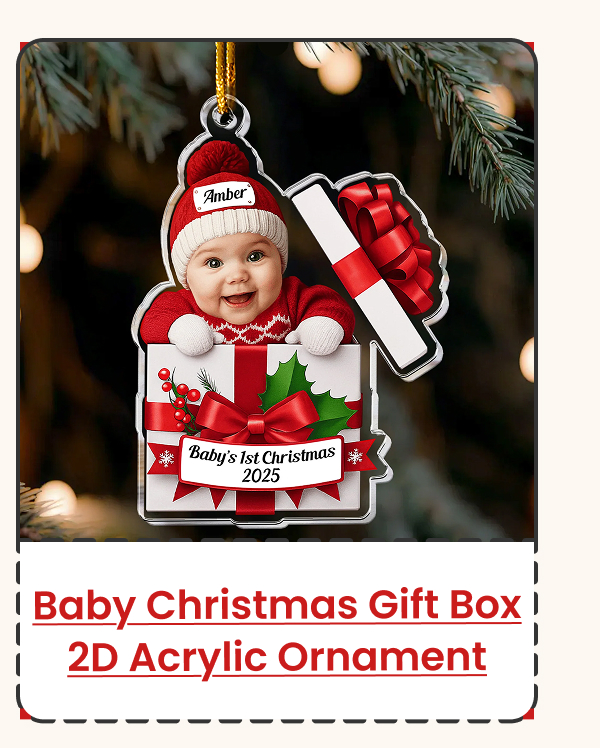 Baby Christmas Gift Box 2D Flat Acrylic Photo Ornament