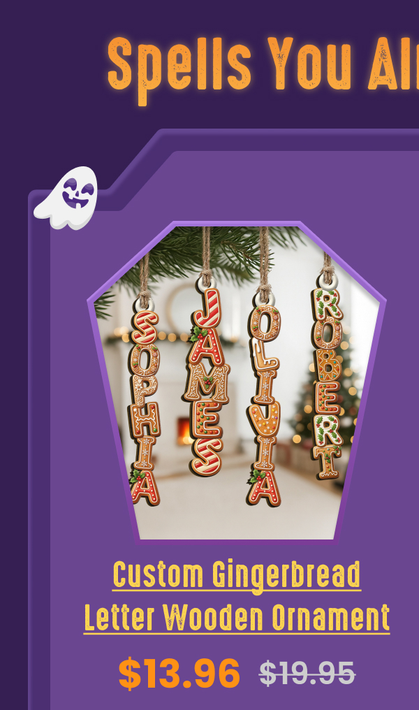Custom Gingerbread Letter Wooden Ornament