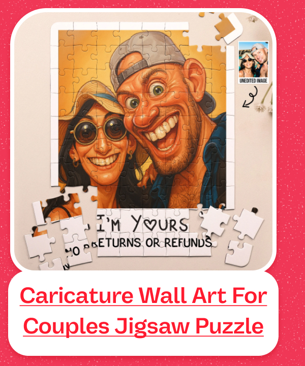 Caricature Wall Art For Funny Couples  Cartoon Drawing From Photo Jigsaw Puzzle