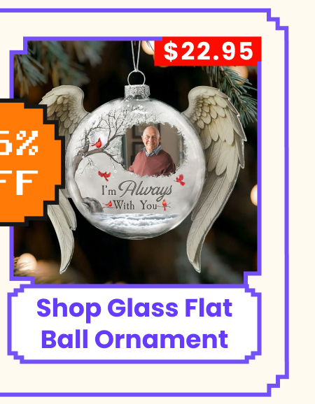 Glass Flat Ball Ornament With Wings