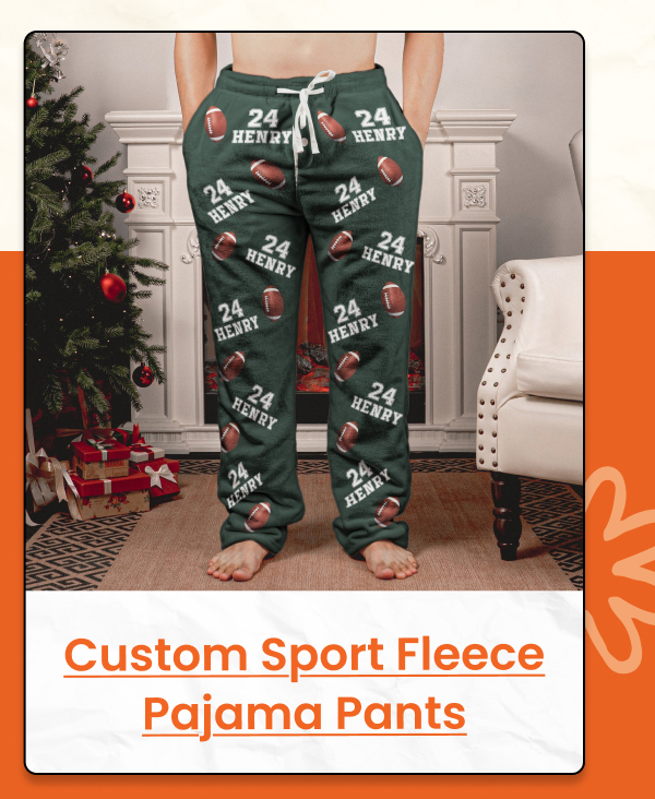 Custom Name, Number Sport Fleece Pajama Pants