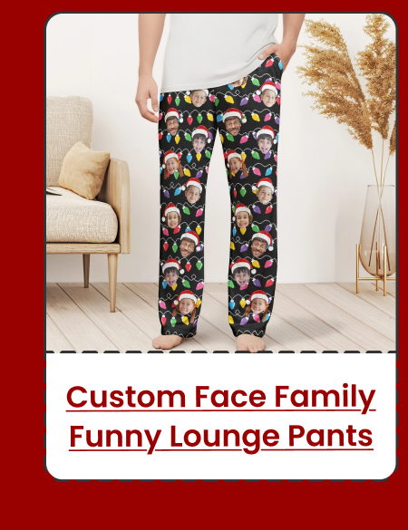 Custom Face Family Funny Christmas Photo Lounge Pants