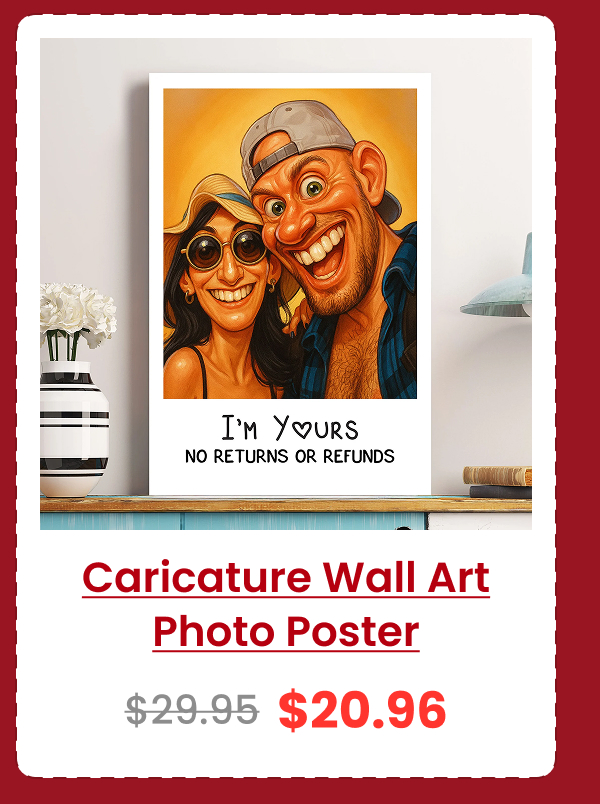 Caricature Wall Art For Funny Couples Custom Cartoon Drawing From Photo Photo Poster
