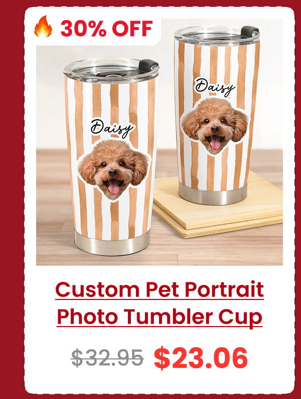 Custom Pet Portrait Tumbler Cup Dog Lover Cat Lover Gift Photo Tumbler Cup