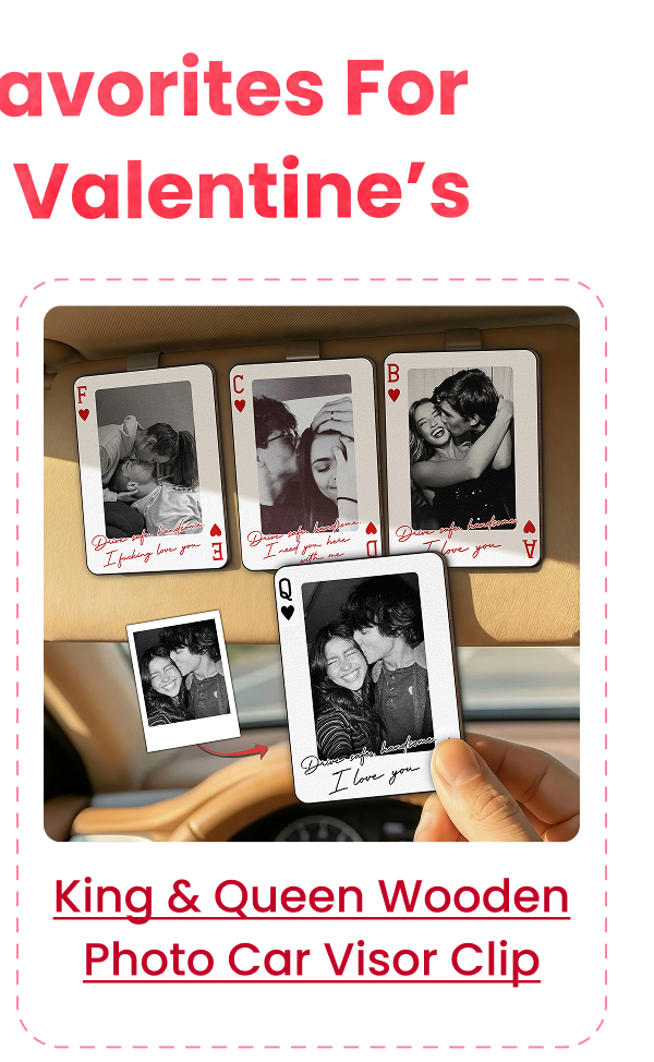 King & Queen We're A Perfect Pair Wooden Photo Car Visor Clip